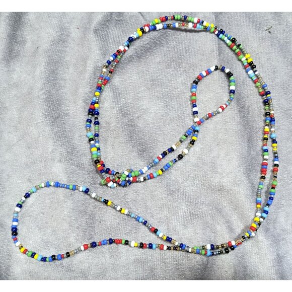 Casual Rainbow Glass Seed Beaded Knotted Necklace - Picture 4 of 4